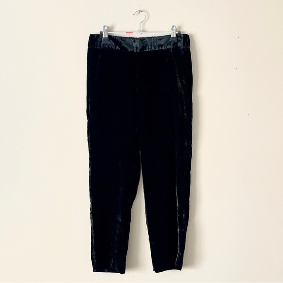 J. CREW | Black Velour Pull-On Tapered Leg Pants Sz 2 - Picture 1 of 7